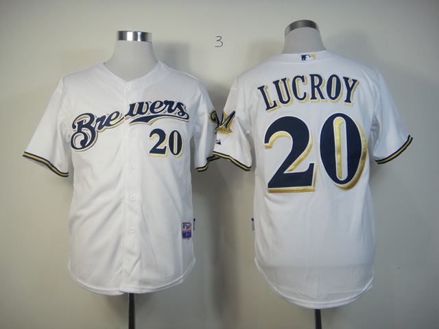 Brewers 20 Locroy White Jerseys - Click Image to Close