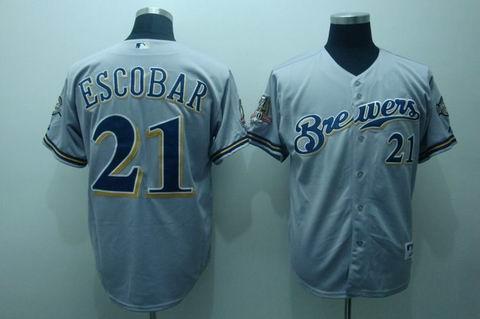 Brewers 21 Escobar grey[40th patch] Jerseys - Click Image to Close