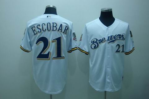Brewers 21 Escobar white[40th patch] Jerseys