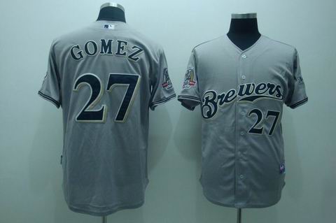 Brewers 27 Gomez grey[40th patch cool base] Jerseys