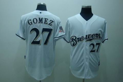 Brewers 27 Gomez white[40th patch cool base] Jerseys - Click Image to Close