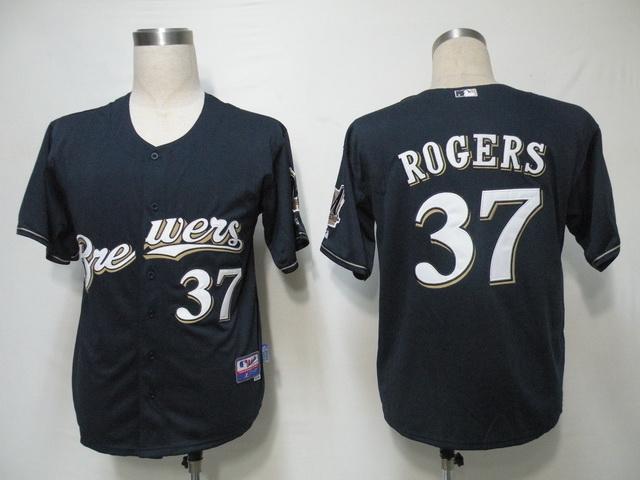 Brewers 37 Rogers dark blue Jerseys