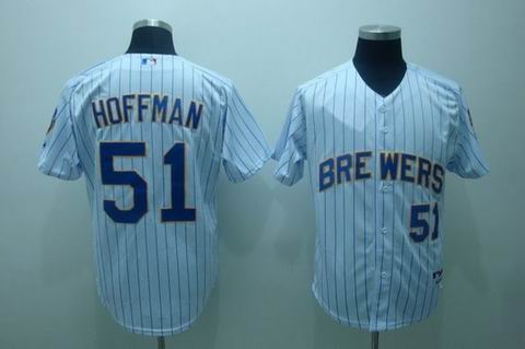 Brewers 51 Hoffman white(blue strip) Jerseys