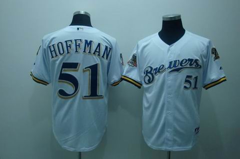 Brewers 51 Hoffman white[40th patch] Jerseys