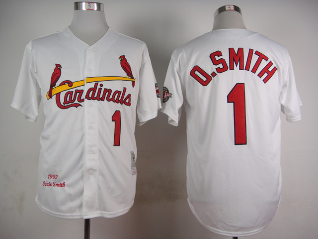 Cardinals 1 O.Smith White 1992 Throwback Jersey