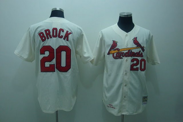 Cardinals 20 Lou Brock cream Jerseys