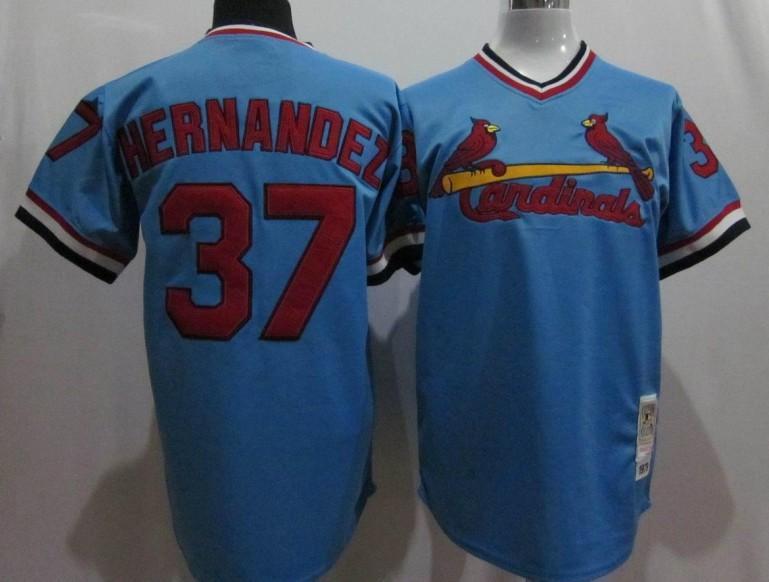 Cardinals 37 Hernandez blue m&n Jerseys