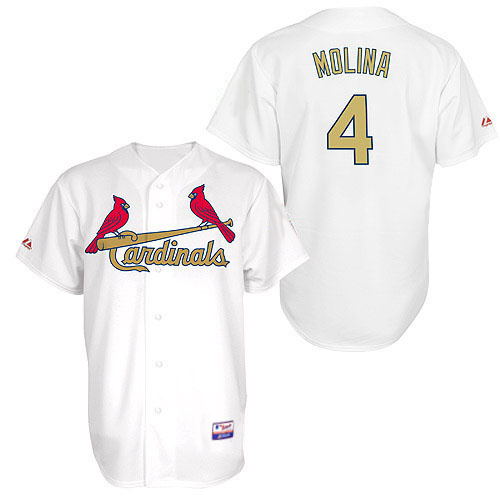Cardinals 4 Molina White Golden number&name Jerseys