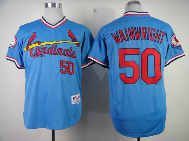 Cardinals 50 Wainwright Blue 1982 Throwback Jerseys