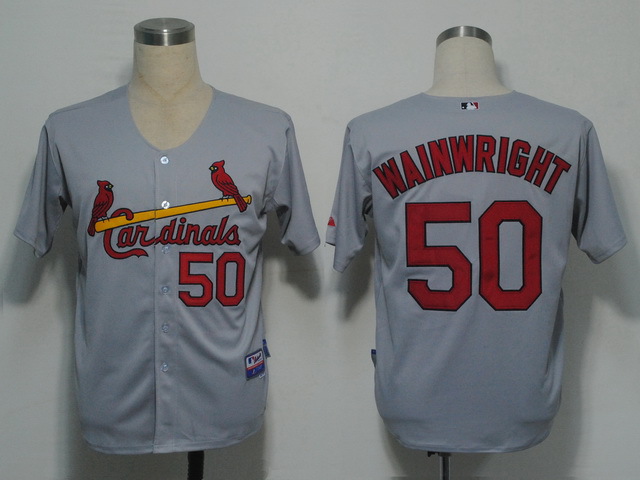 Cardinals 50 Wainwright Grey Cool Base Jerseys