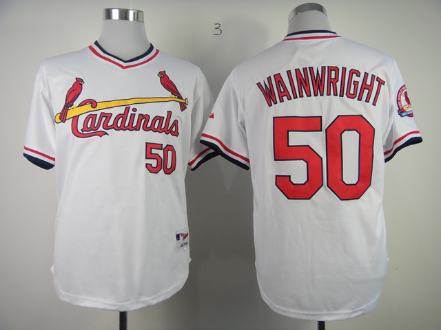 Cardinals 50 Wainwright White 1982 Throwback Jerseys