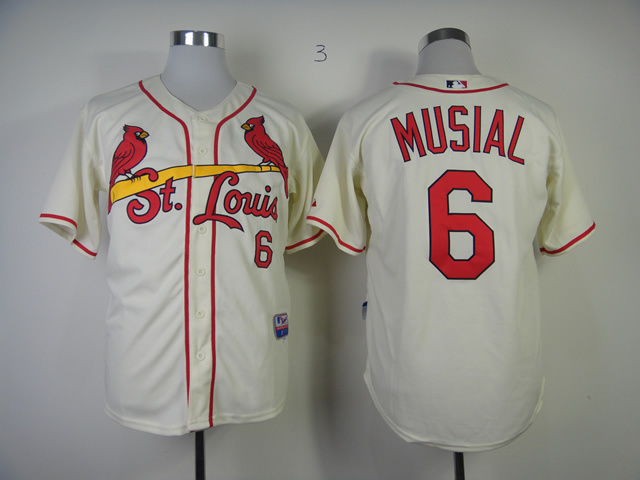 Cardinals 6 Musial Cream M&N Jerseys
