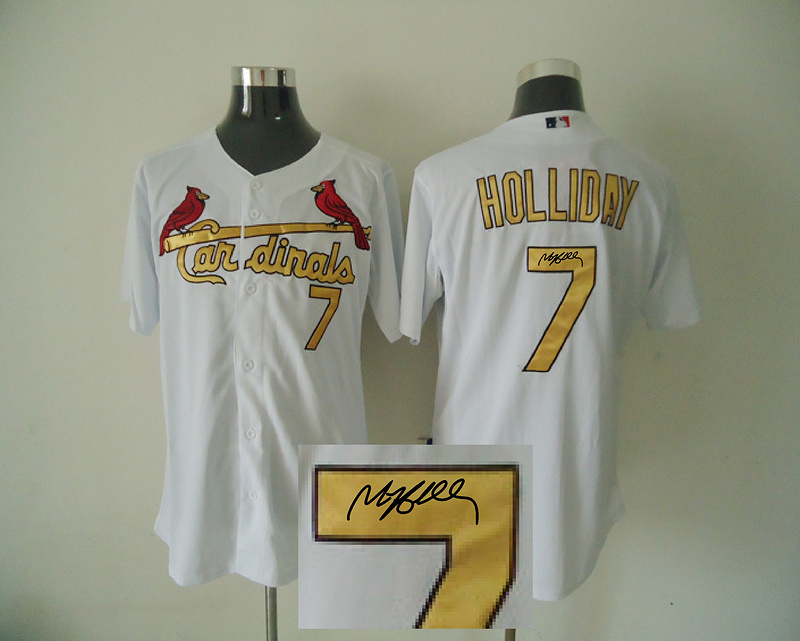 Cardinals 7 Holliday White Authentic 2012 Commemorative Signature Edition Jerseys