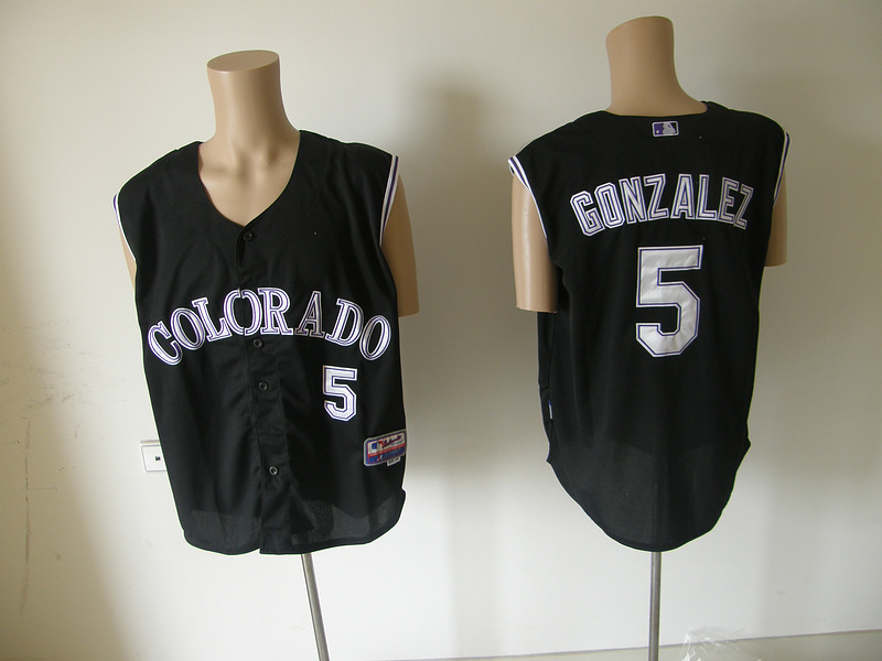 Colorado Rockies 5 GONZALEZ black Sleeveless Jerseys