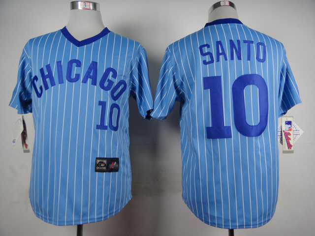 Cubs 10 Santo Blue Throwback Jersey