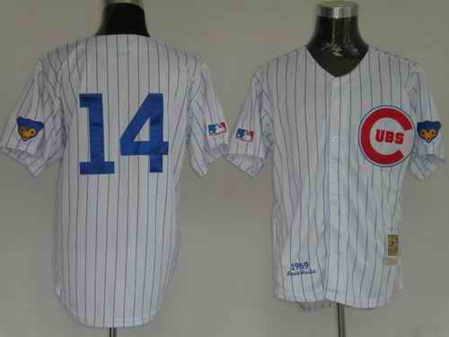 Cubs 14 Banks White Jerseys