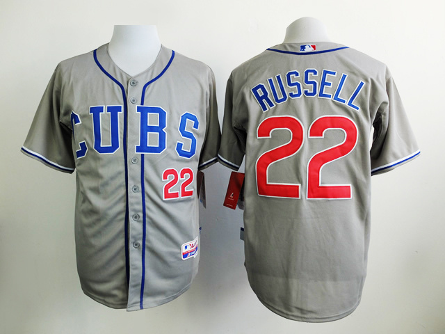 Cubs 22 Addison Russell Grey Cool Base Jersey