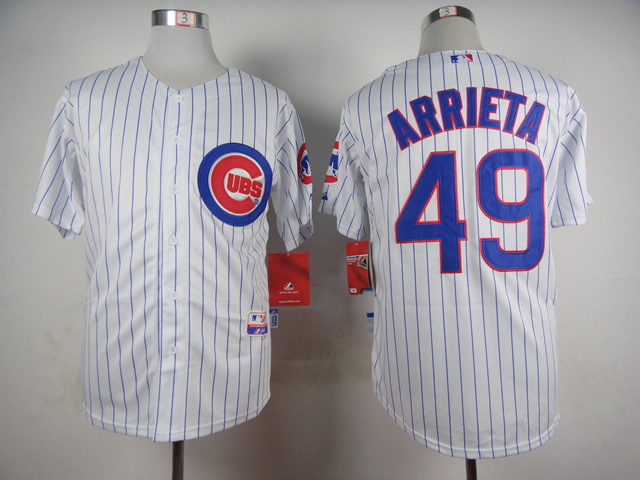 Cubs 49 Arrieta White Cool Base Jersey