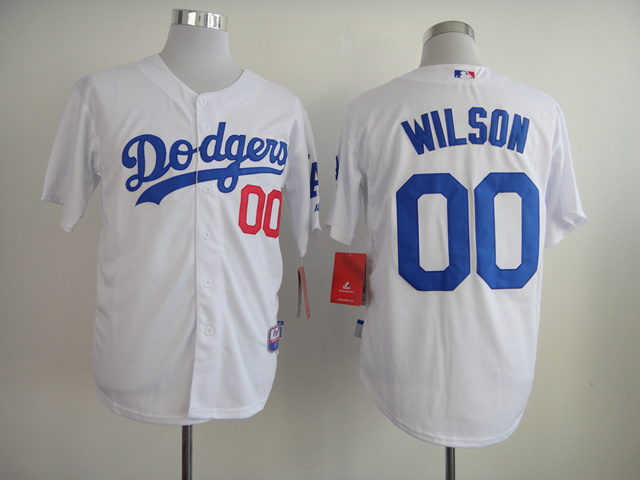 Dodgers 00 Wilson White Cool Base Jerseys