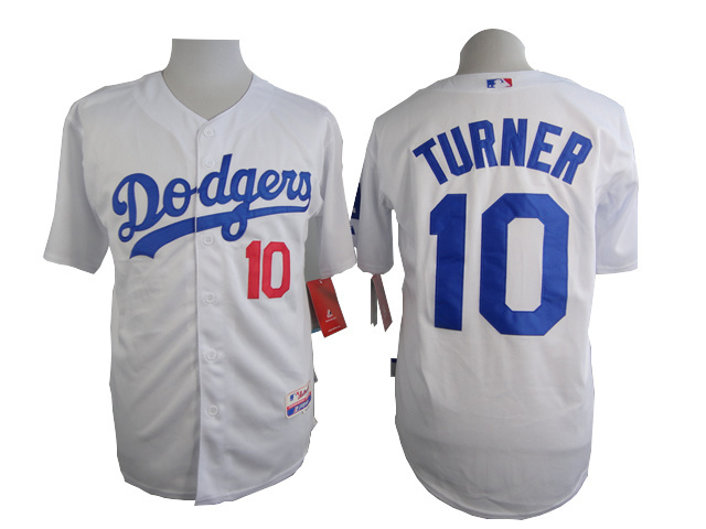 Dodgers 10 Turner White Cool Base Jersey