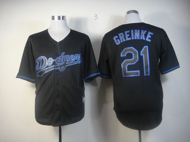 Dodgers 21 Greinke Black Fashion Jerseys