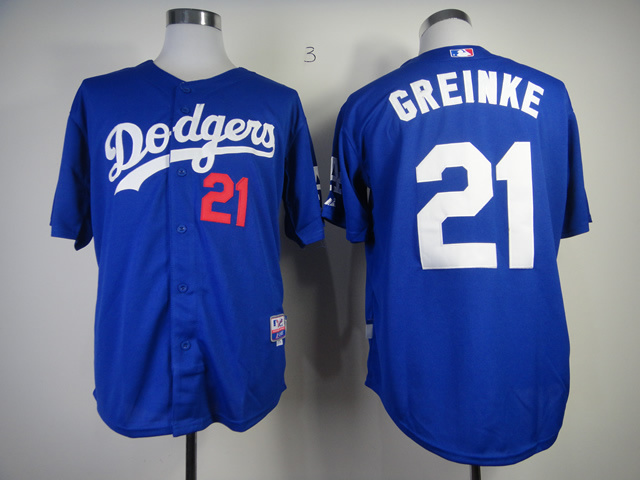 Dodgers 21 Greinke Blue Cool Base Jerseys