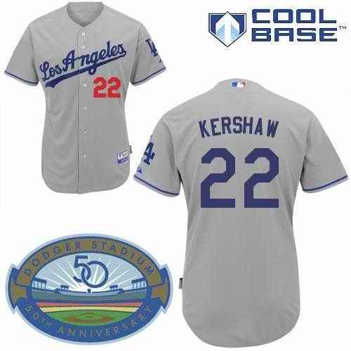 Dodgers 22 KERSHAW grey 50th jerseys