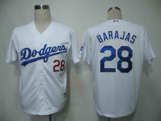 Dodgers 28 Barajas white Jerseys