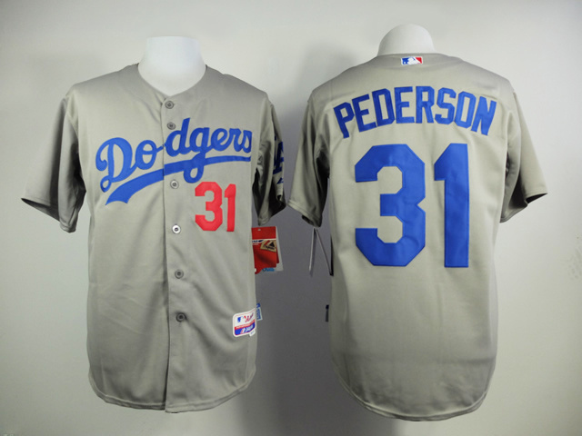 Dodgers 31 Pederson Grey Cool Base Jersey