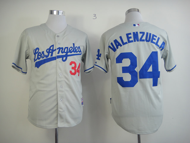 Dodgers 34 Valenzuela Gray Jerseys