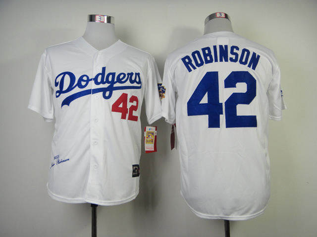 Dodgers 42 Robinson White M&N Jerseys