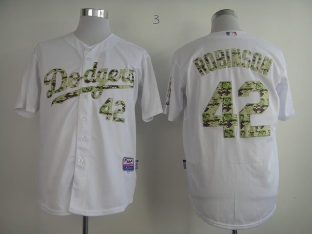 Dodgers 42 Robinson White camo number Jerseys