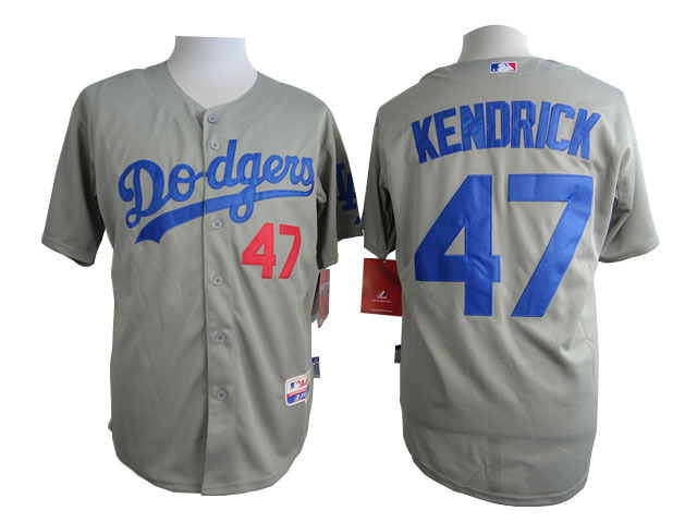 Dodgers 47 Kendrick Grey Cool Base Jersey