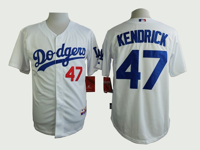 Dodgers 47 Kendrick White Cool Base Jersey