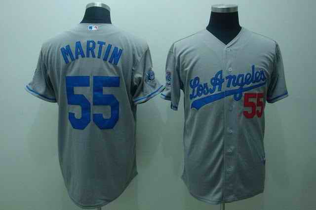 Dodgers 55 Russell Martin GRAY Jerseys