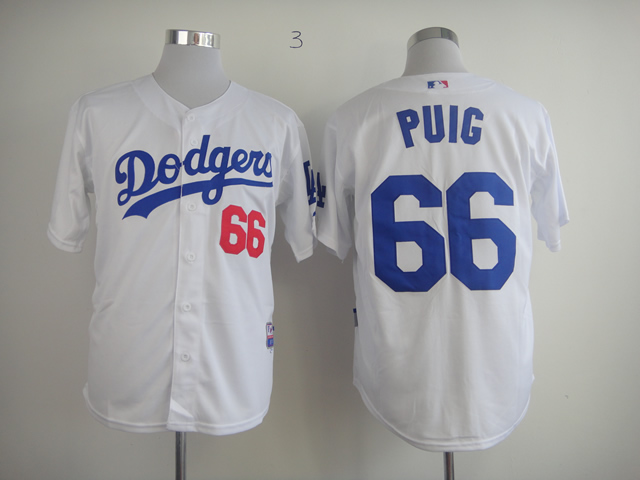 Dodgers 66 Puig White Jerseys