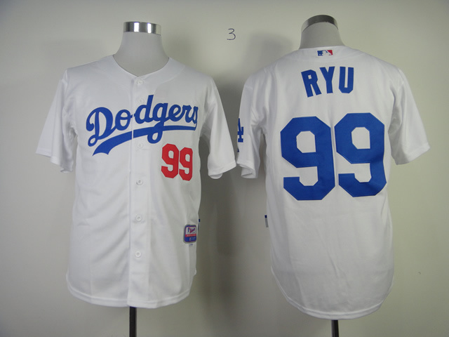 Dodgers 99 Ryu White Jerseys