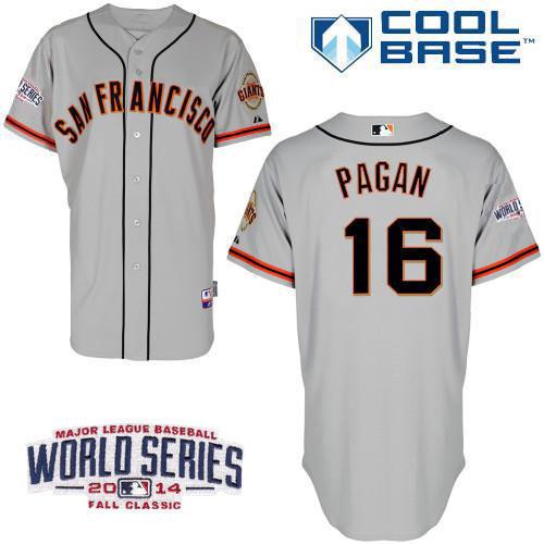 Giants 16 Pagan Grey 2014 World Series Cool Base Road Jerseys