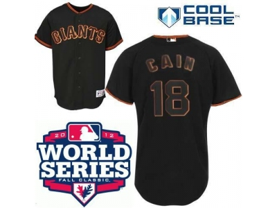Giants 18 Cain Black 2012 World Series Jerseys
