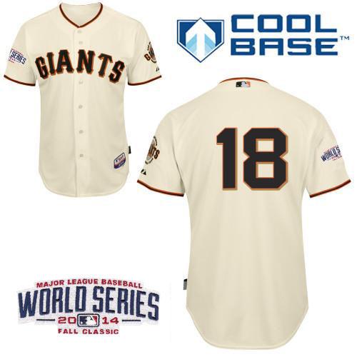 Giants 18 Cain Cream 2014 World Series Cool Base Jerseys