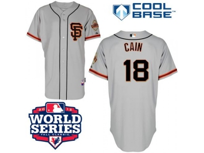 Giants 18 Cain Grey 2012 World Series Jerseys