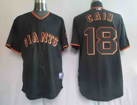 Giants 18 Matt Cain Black Jerseys