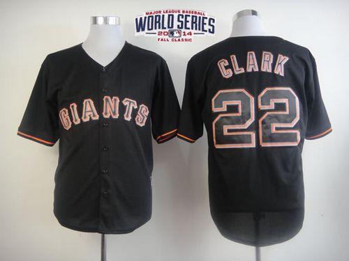 Giants 22 Clark Black 2014 World Series Cool Base Jerseys
