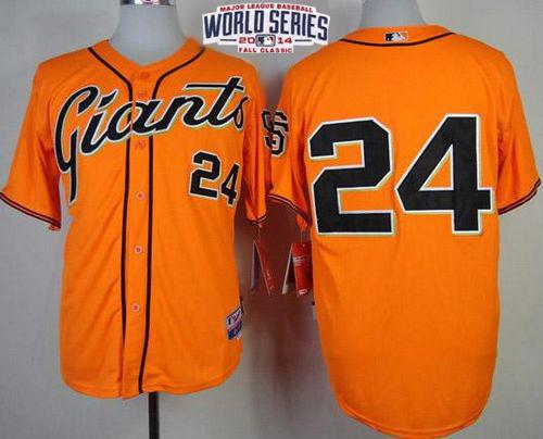 Giants 24 Mays Orange 2014 World Series Cool Base Jerseys