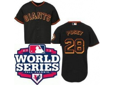 Giants 28 Posey Black 2012 World Series Jerseys