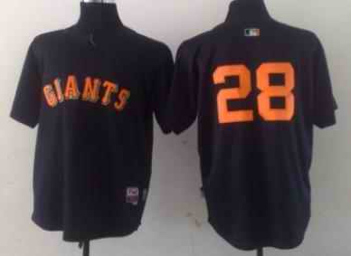 Giants 28 Posey Black Orange Number Jerseys