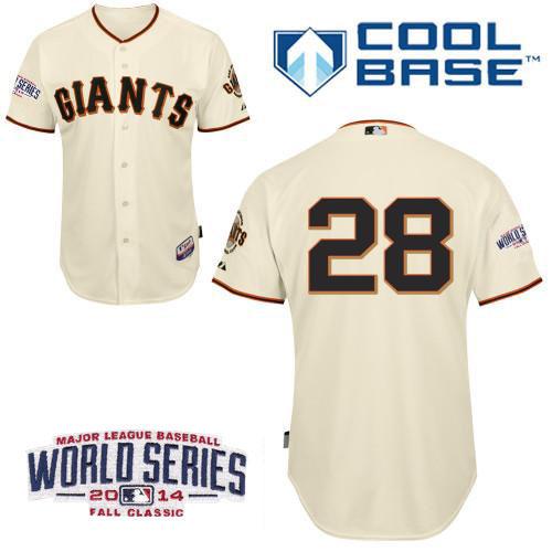 Giants 28 Posey Cream 2014 World Series Cool Base Jerseys