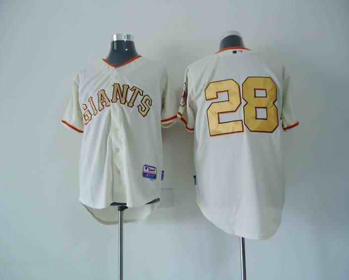 Giants 28 Posey Cream Gold Number Jerseys