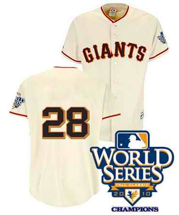 Giants 28 Posey Cream World Series Jerseys