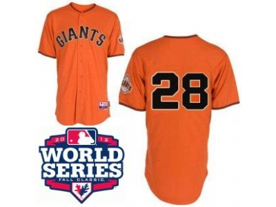 Giants 28 Posey Orange 2012 World Series Jerseys